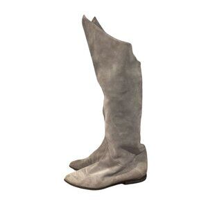 Via Spiga Suede Leather Grey sz Us 8 M Made in Italy Flat Super Soft Leather